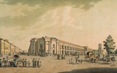 Vue des magasins russes sur la perspective Nevski, avec la maison de la Douma, Saint-Pétersbourg, 1802 - Benjamin Patersson